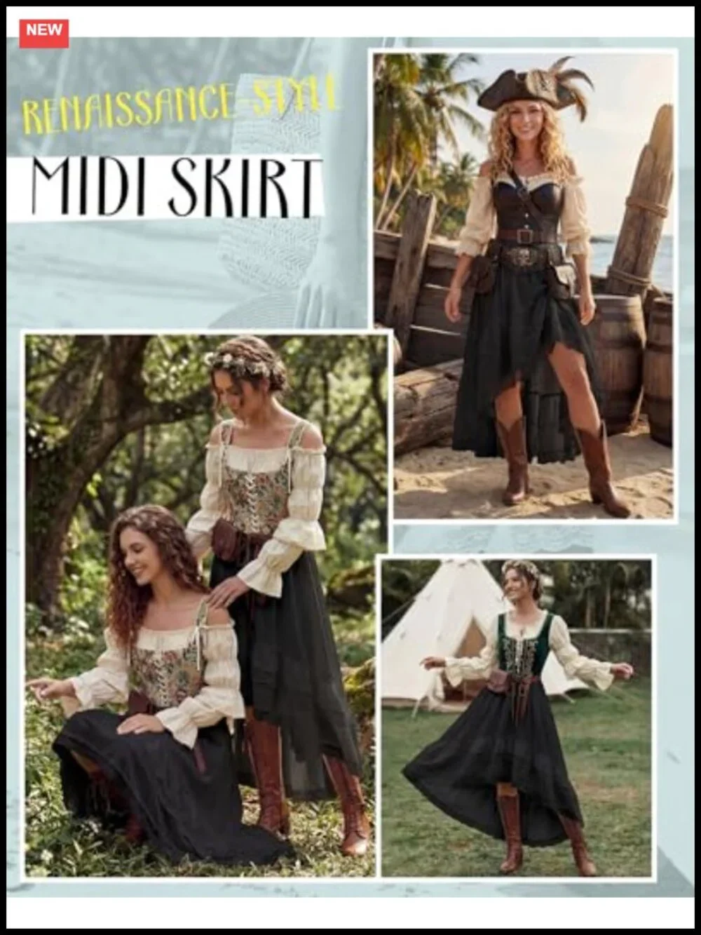 Western Boho High Low Lace Ruffle Skirt Flowy Elastic Waist Maxi